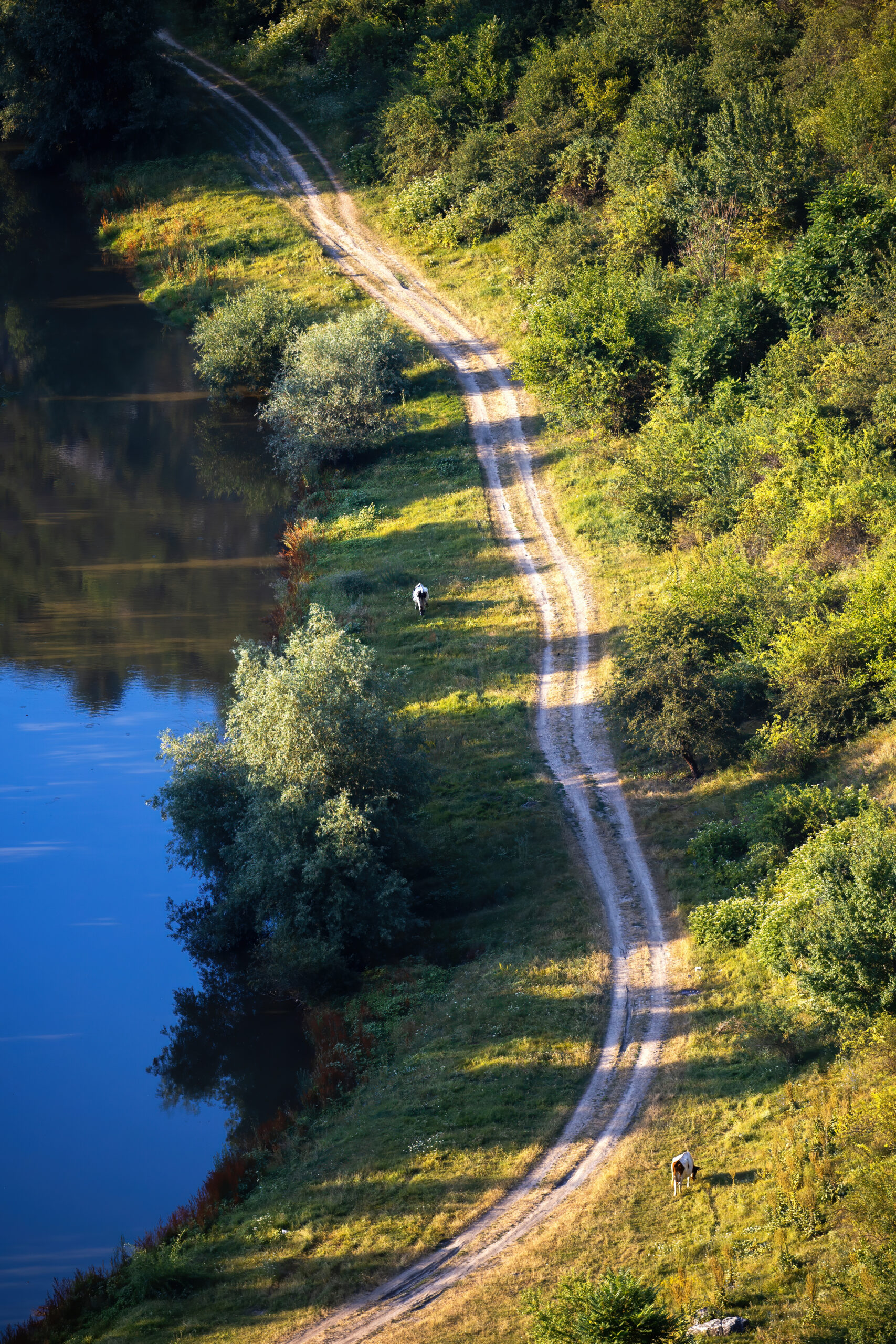 river and village road in moldova